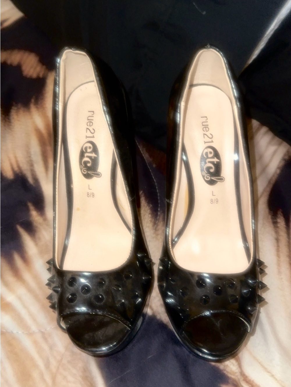 Rue21 Black Studded Peep-Toe Heels